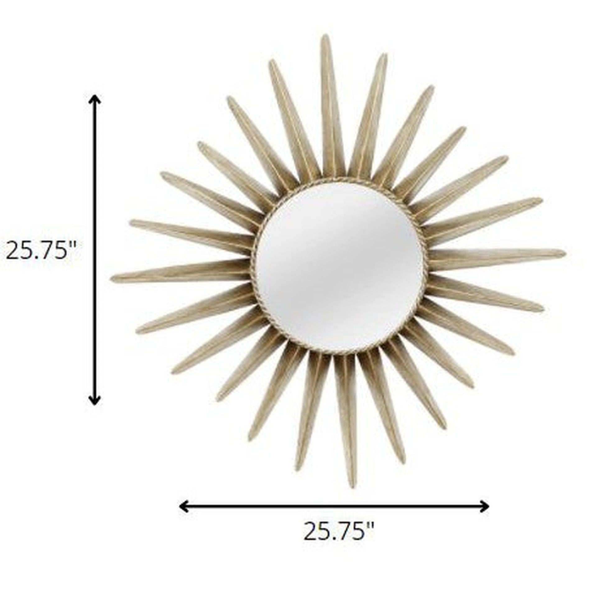 HomeRoots 25.75" x 1.5" x 25.75" Bronze Round Sunburst Wall Mirror