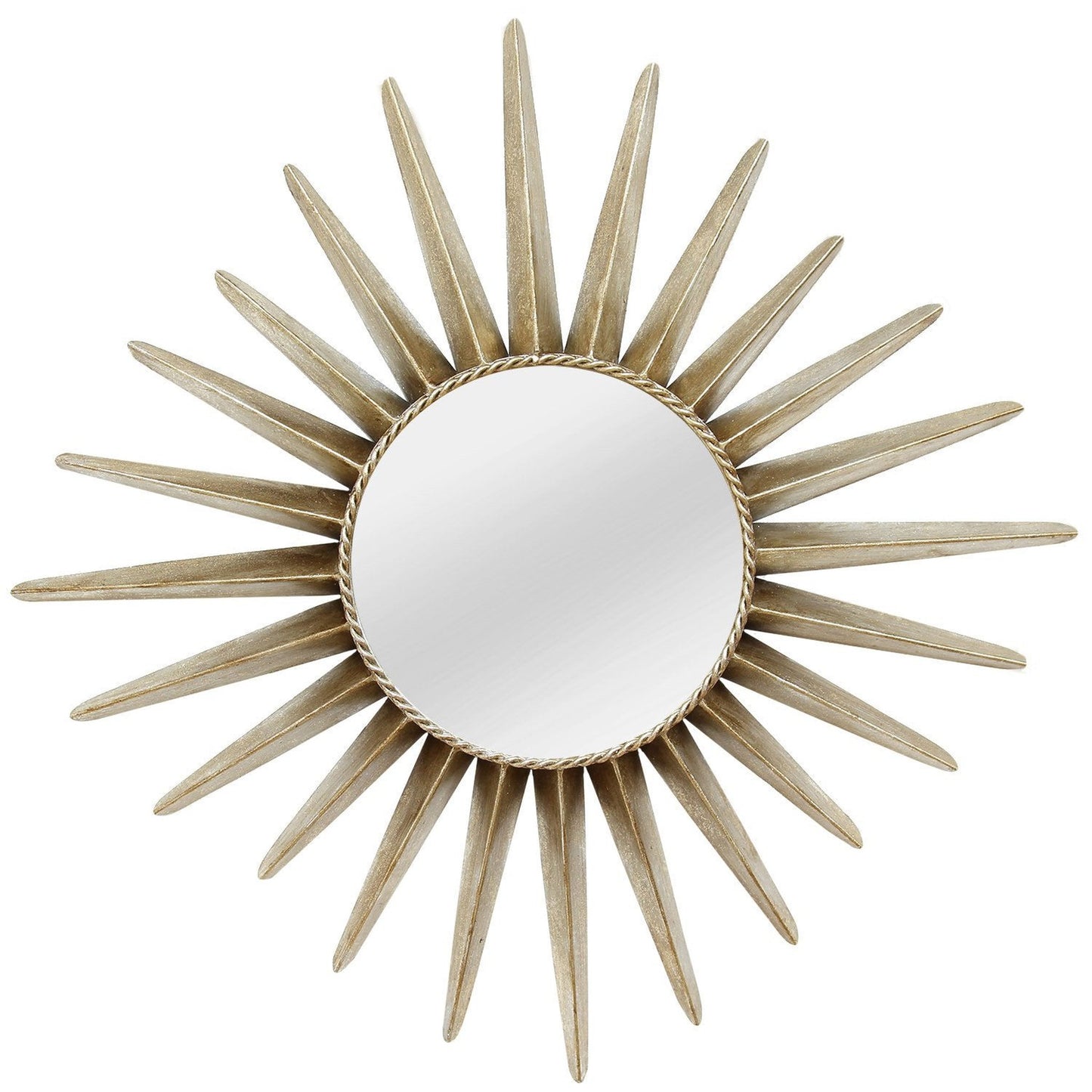 HomeRoots 25.75" x 1.5" x 25.75" Bronze Round Sunburst Wall Mirror