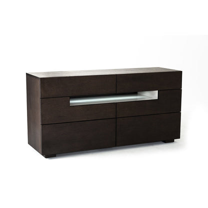 HomeRoots 28" Brown Oak and Grey MDF Cabinet With LED Lights