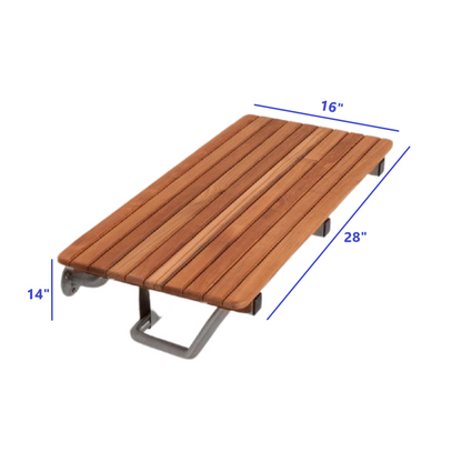 HomeRoots 28" Grand Resort Wall Mount Teak Shower Bench