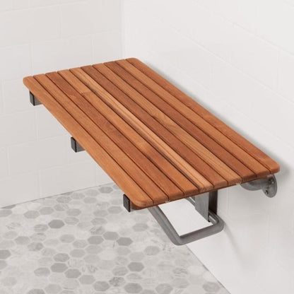 HomeRoots 28" Premium Wall Mount Teak Shower Bench