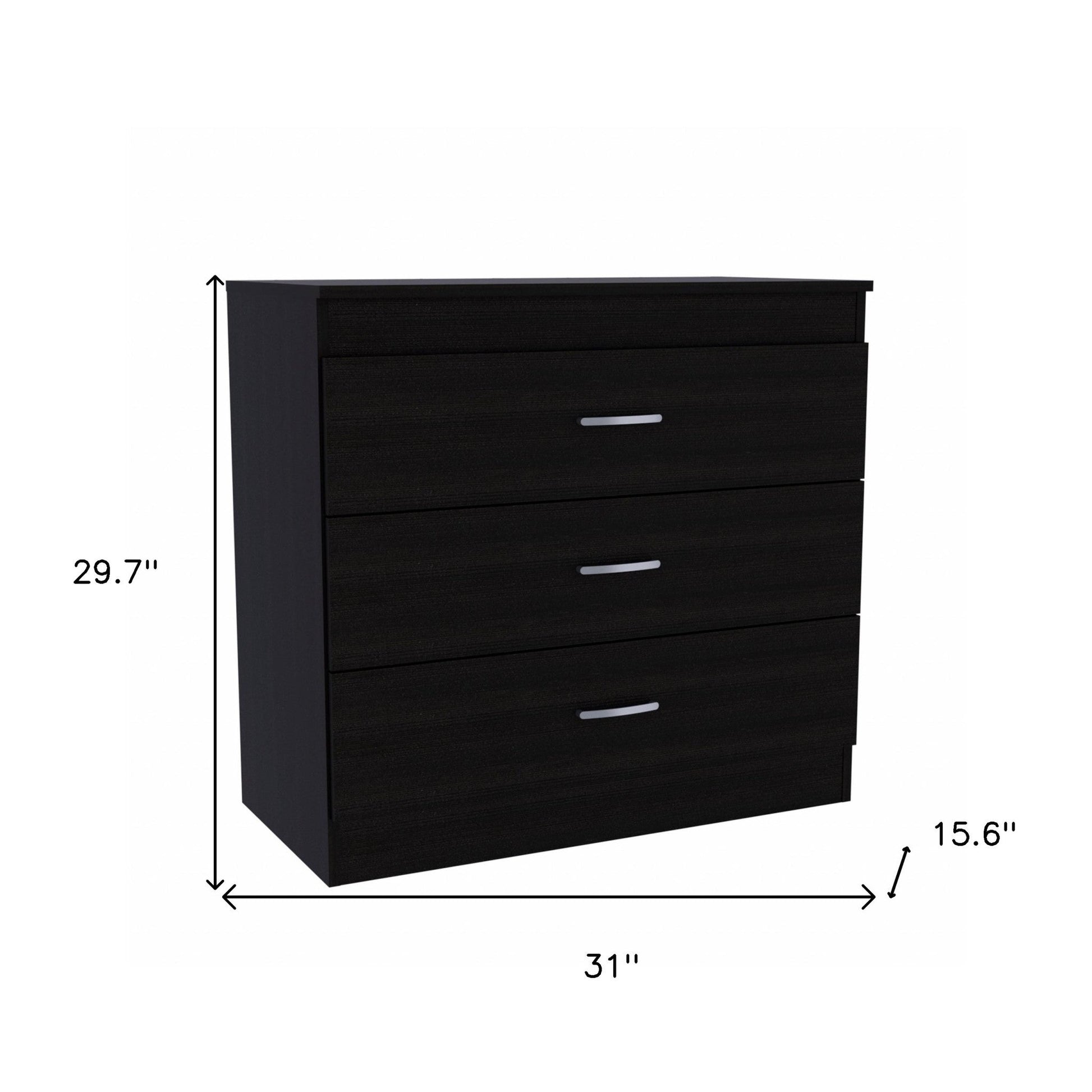 HomeRoots 29" Black Three Drawer Dresser