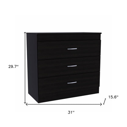 HomeRoots 29" Black Three Drawer Dresser
