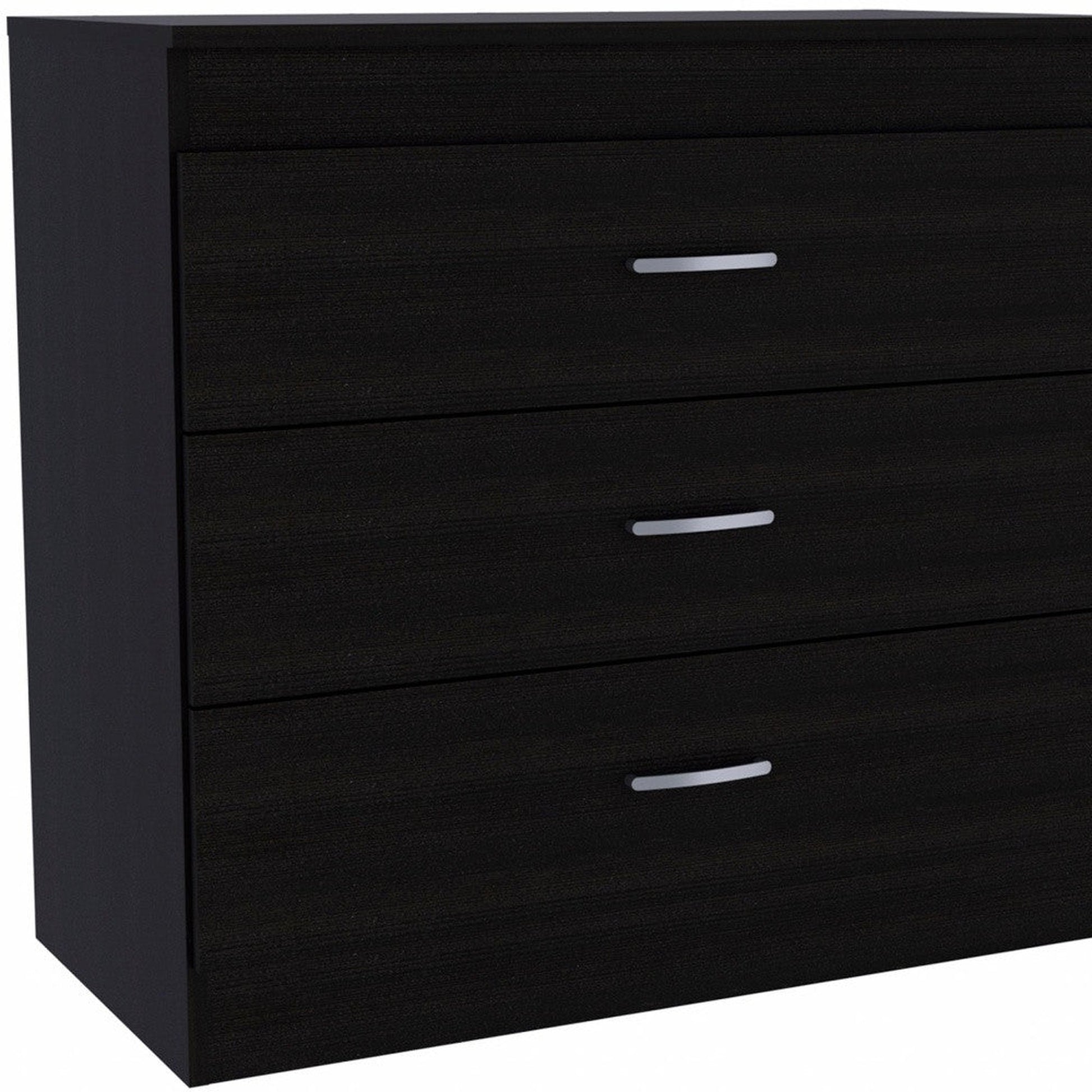 HomeRoots 29" Black Three Drawer Dresser