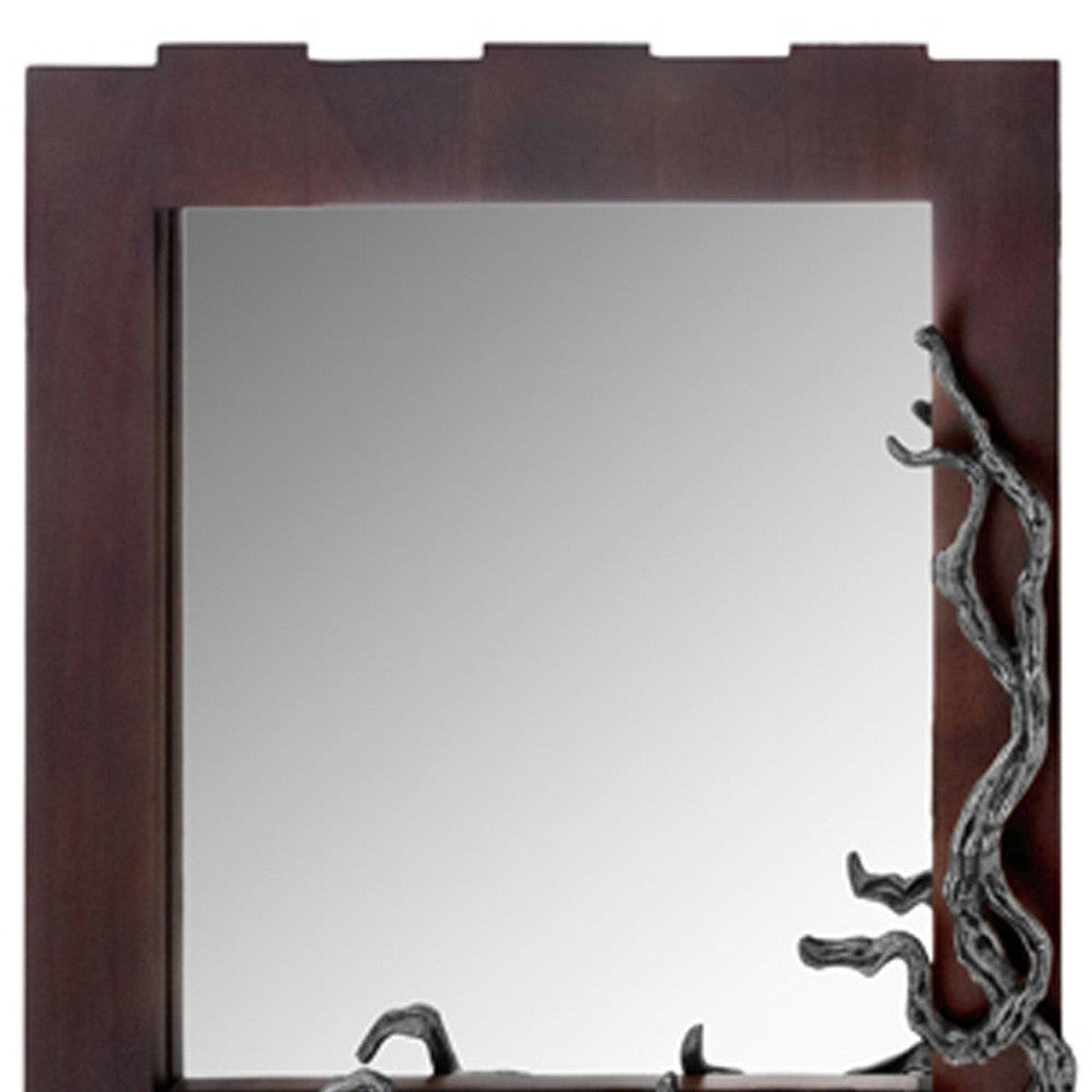 HomeRoots 3" x 33" x 32" Vine Wall Mirror With Brown and Silver Finish