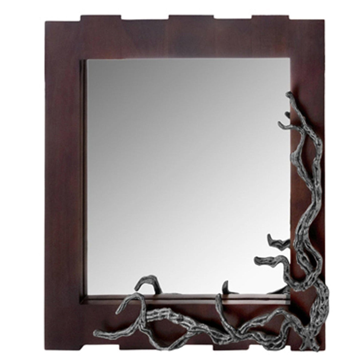 HomeRoots 3" x 33" x 32" Vine Wall Mirror With Brown and Silver Finish