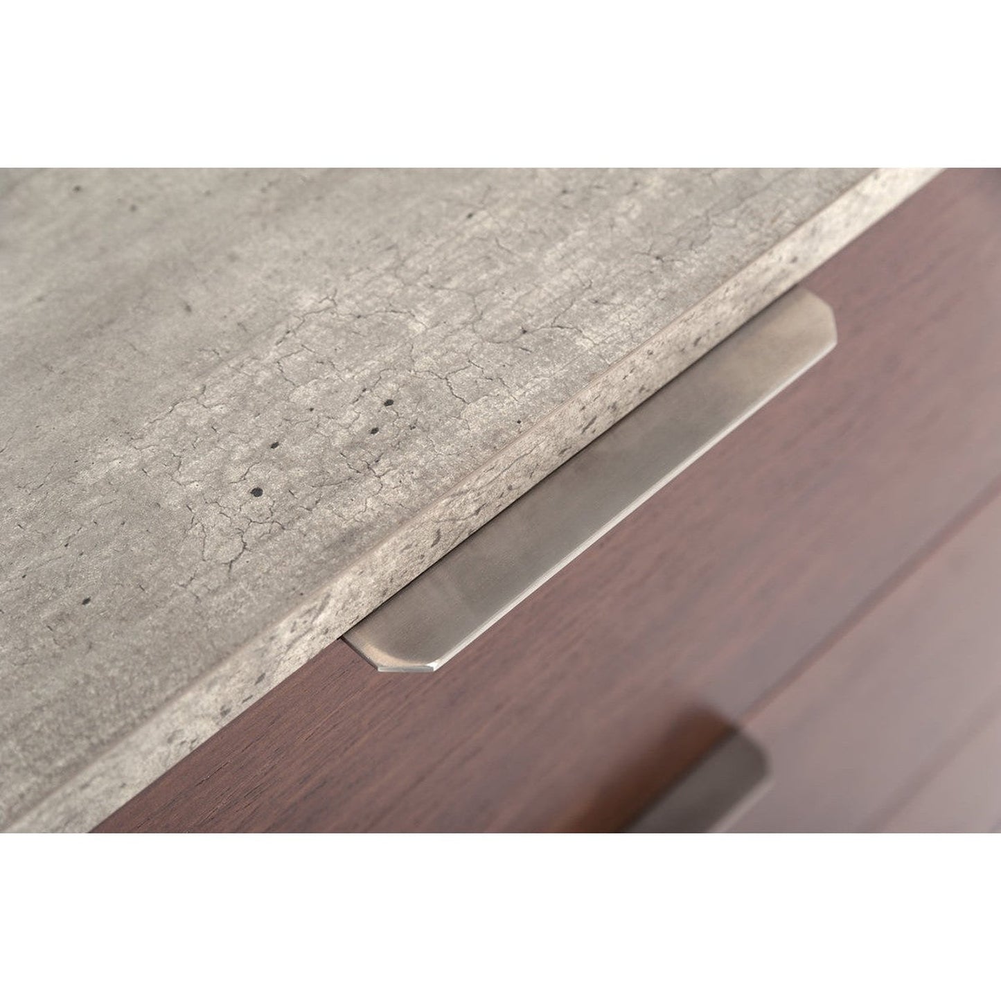 HomeRoots 30' Dark Walnut Veneer Steel And Concrete Dresser With 6 Drawers