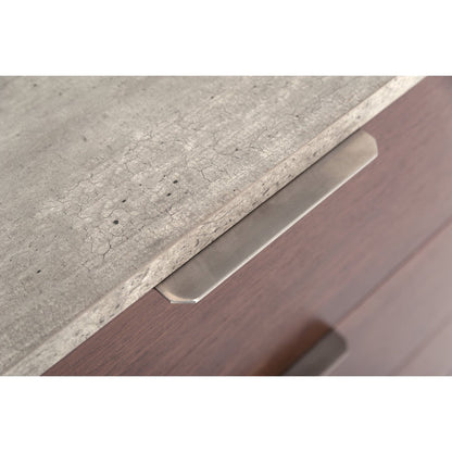 HomeRoots 30' Dark Walnut Veneer Steel And Concrete Dresser With 6 Drawers