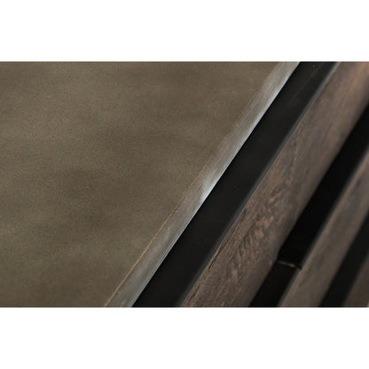 HomeRoots 30" Oak Wood and Metal Cabinet in Dark Aged Finish