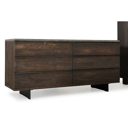 HomeRoots 30" Oak Wood and Metal Cabinet in Dark Aged Finish
