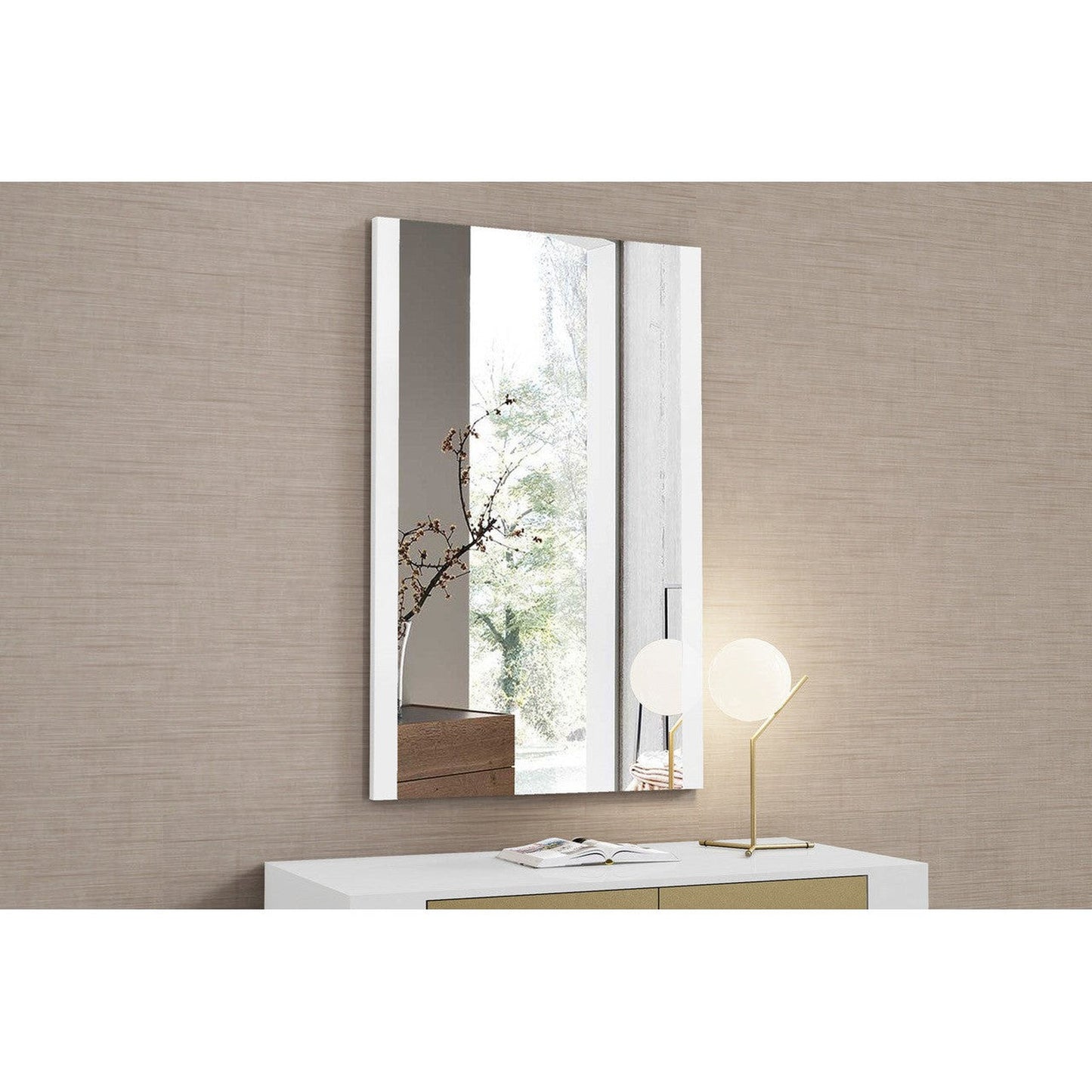 HomeRoots 30 x 1 x 48 White Glass Mirror