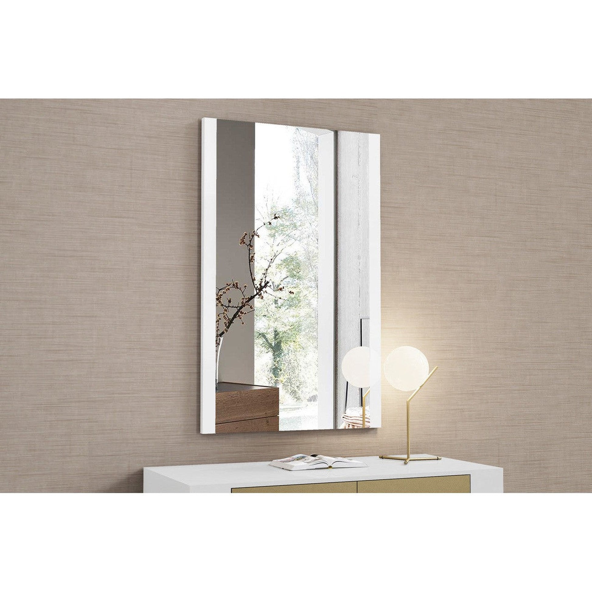 HomeRoots 30 x 1 x 48 White Glass Mirror