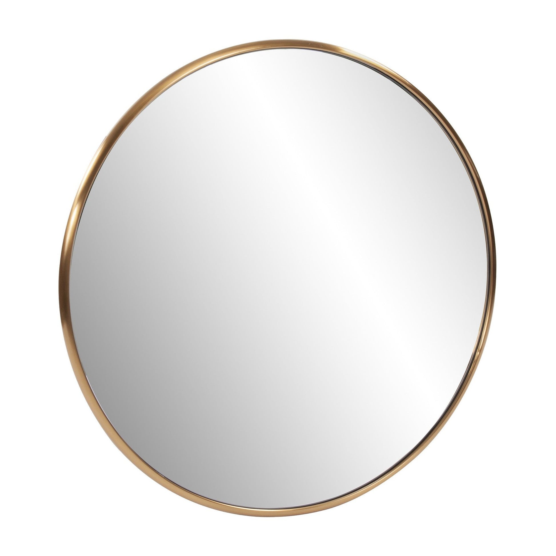HomeRoots 32" Antiqued Brushed Brass Round Wall Mirror