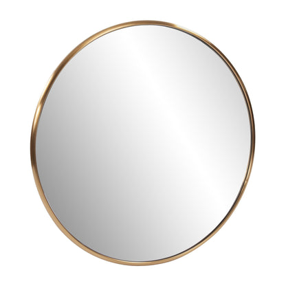 HomeRoots 32" Antiqued Brushed Brass Round Wall Mirror