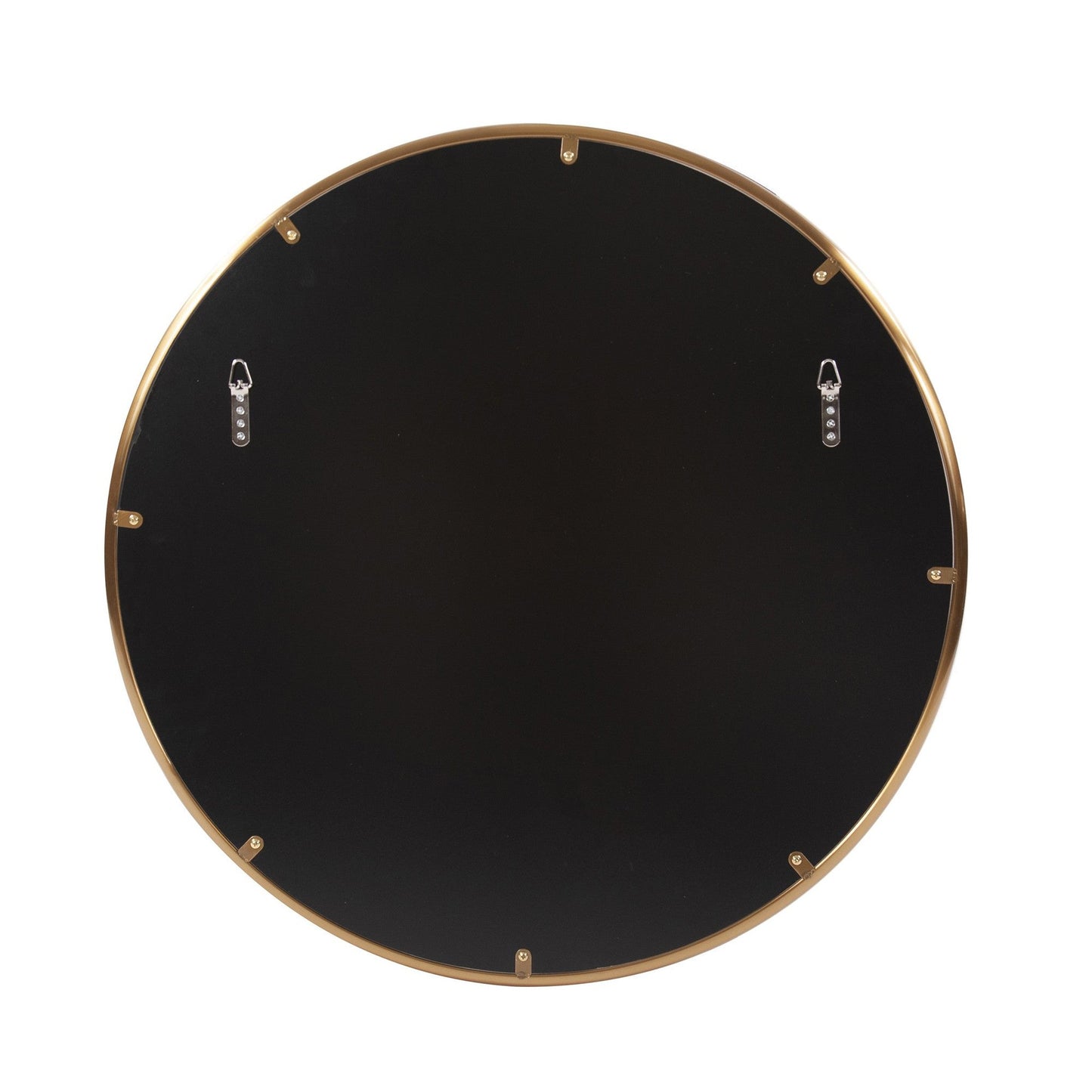 HomeRoots 32" Antiqued Brushed Brass Round Wall Mirror