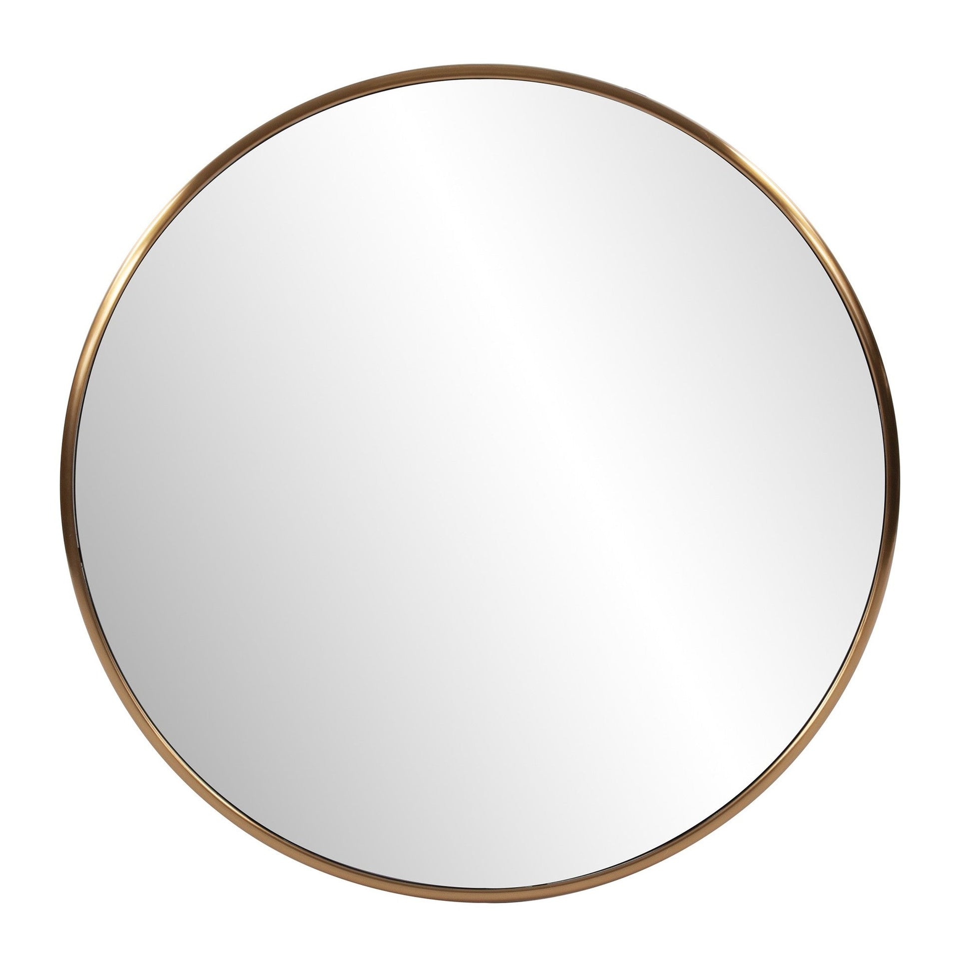 HomeRoots 32" Antiqued Brushed Brass Round Wall Mirror