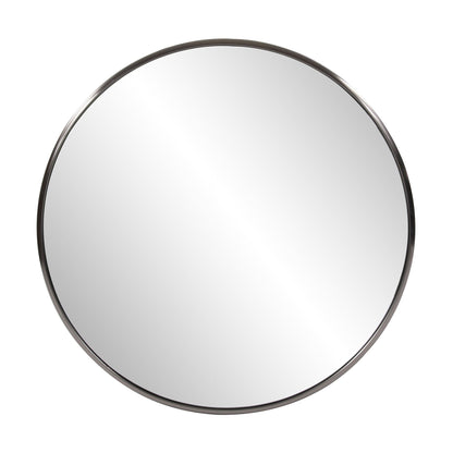 HomeRoots 32" Brushed Titanium Round Wall Mirror