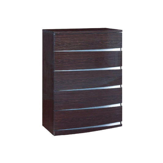 HomeRoots 32" Exquisite Wenge High Gloss Chest