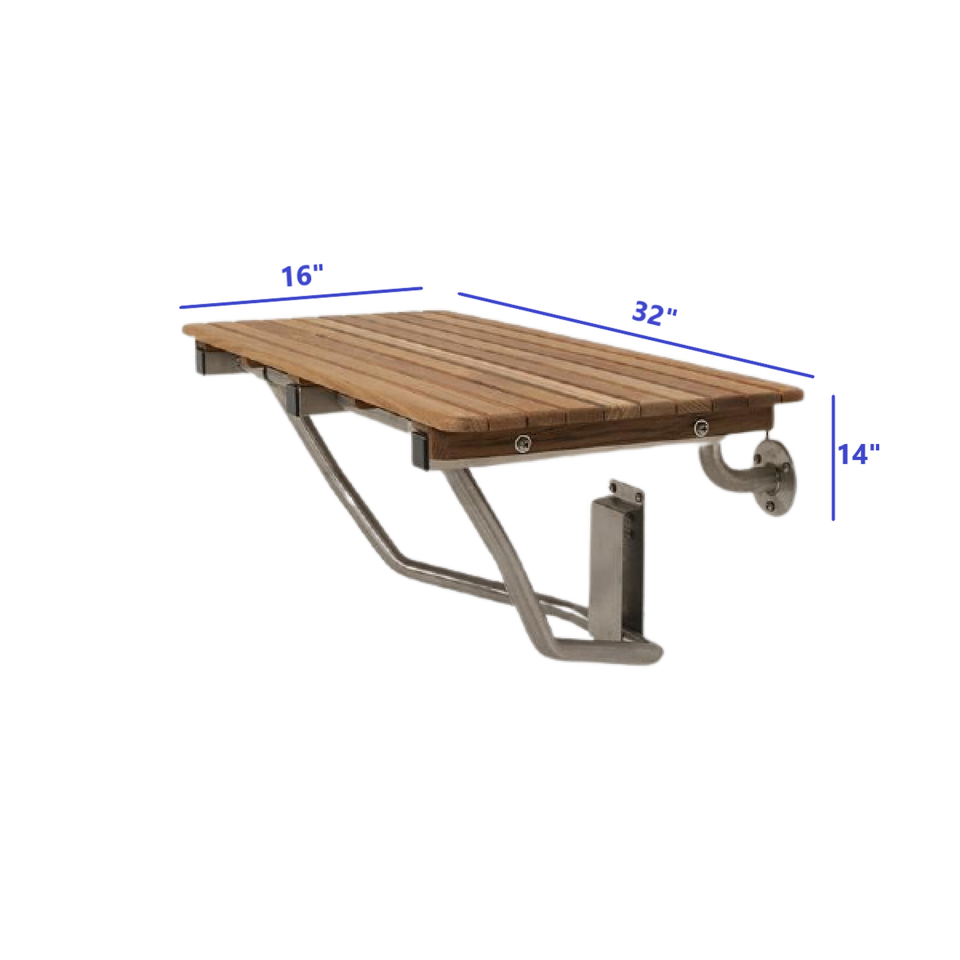 HomeRoots 32" Grand Resort Wall Mount Teak Shower Bench