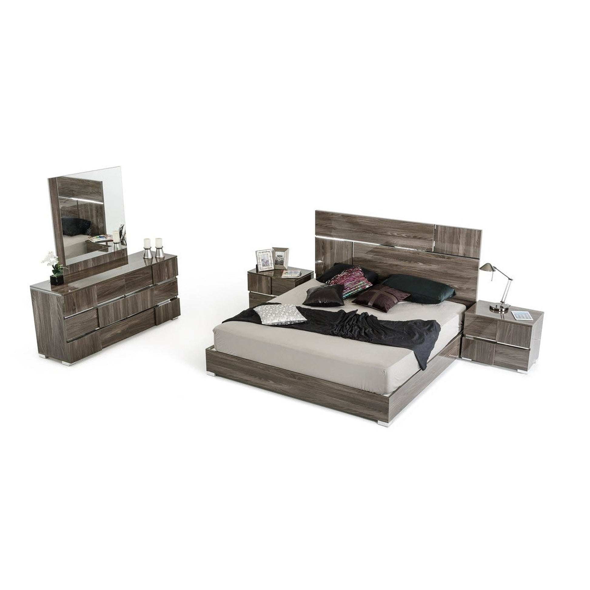 HomeRoots 32" Lacquer MDF Steel and Veneer Cabinet in Grey Finish