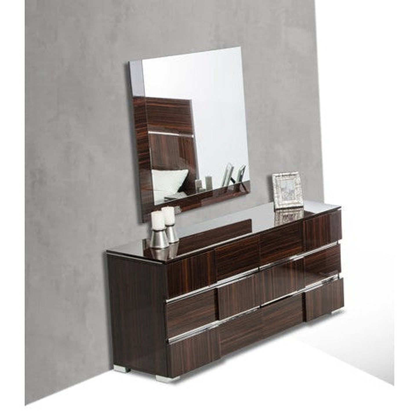 HomeRoots 32" Lacquer Veneer MDF and Steel Cabinet in Ebony Finish