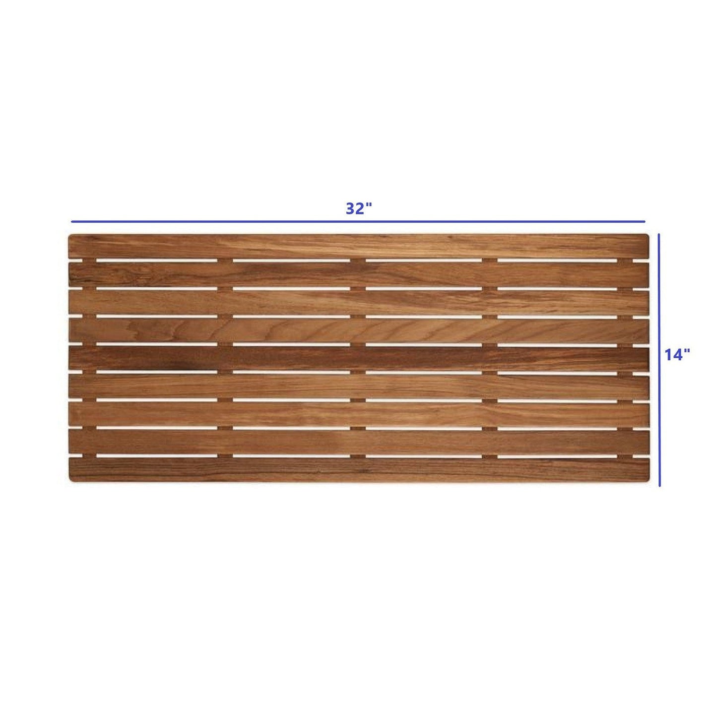 HomeRoots 32" Premium Teak Shower Bath Mat