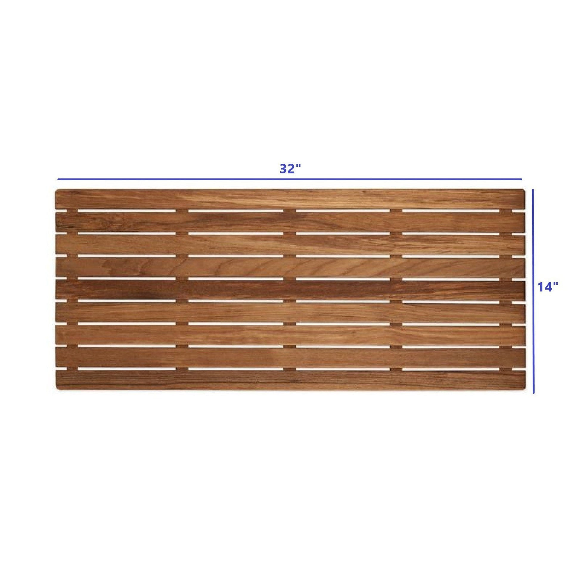 HomeRoots 32" Premium Teak Shower Bath Mat