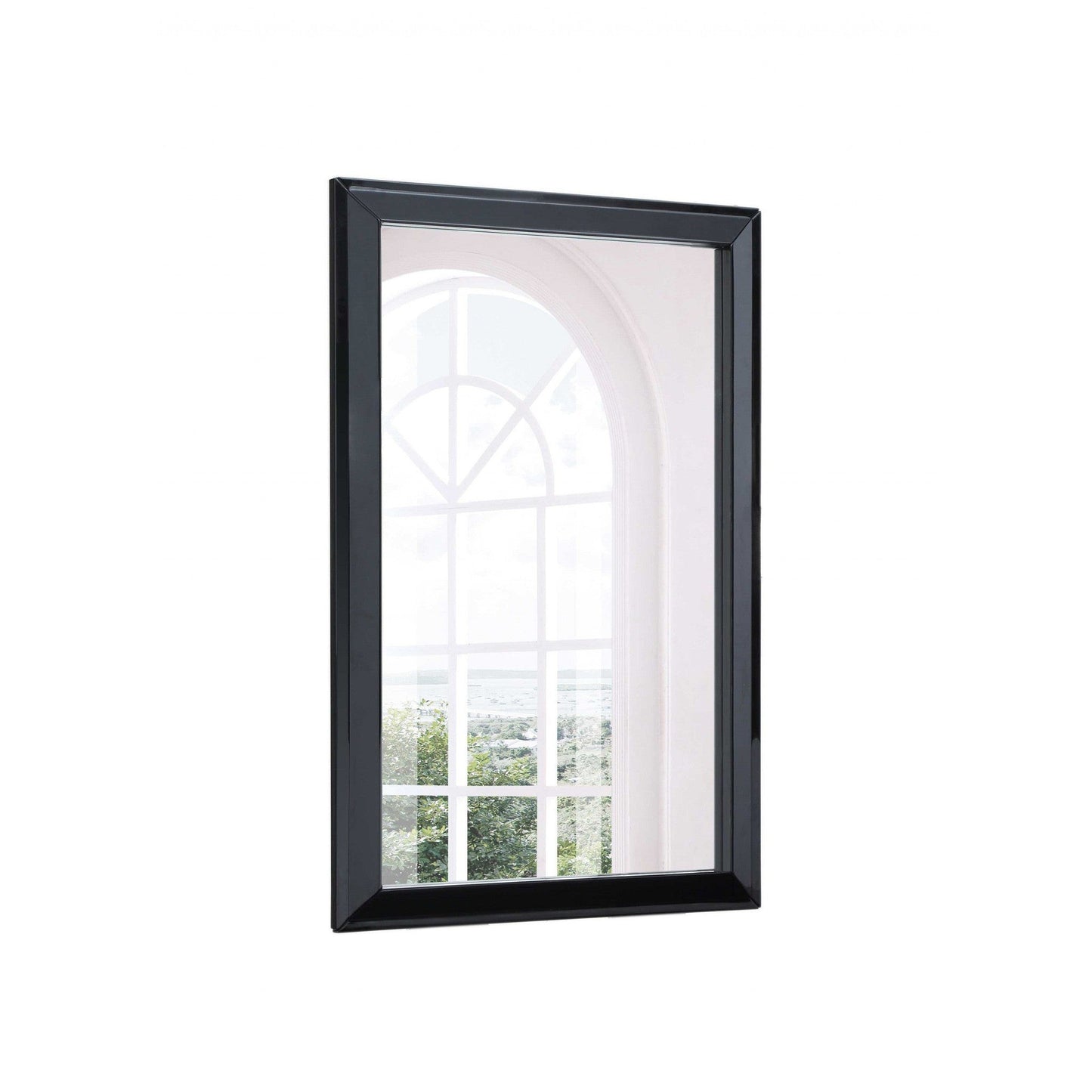 HomeRoots 32 x 2 x 51 Gloss Black Glass Mirror