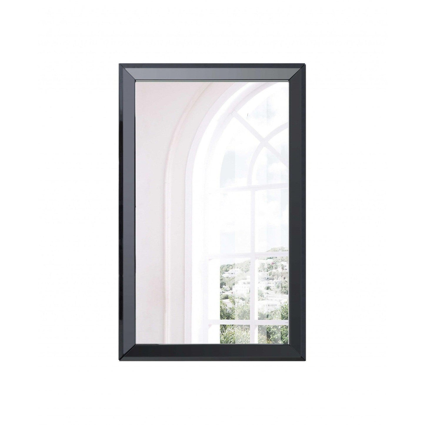 HomeRoots 32 x 2 x 51 Gloss Black Glass Mirror