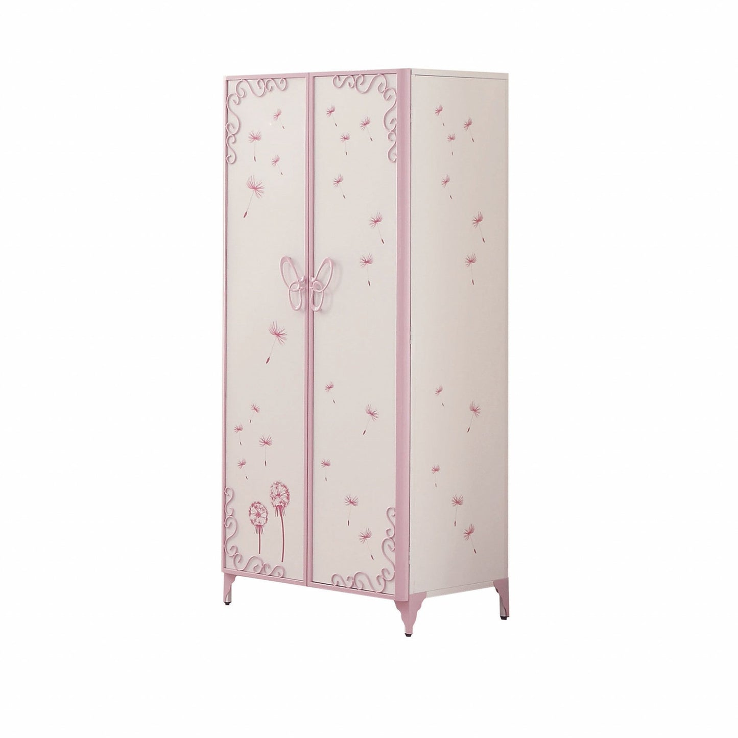HomeRoots 32' x 21' x 67' White And Light Purple Metal Tube Armoire Cabinet