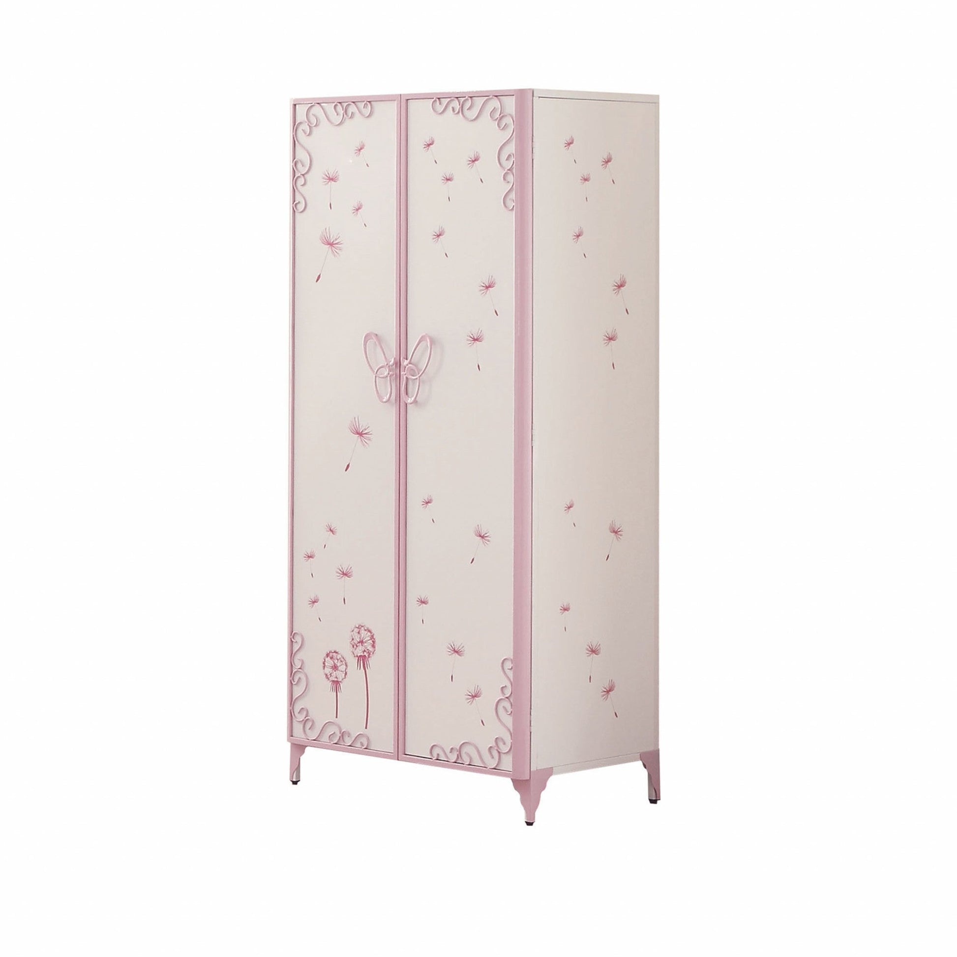 HomeRoots 32' x 21' x 67' White And Light Purple Metal Tube Armoire Cabinet