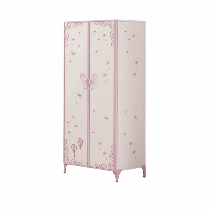 HomeRoots 32' x 21' x 67' White And Light Purple Metal Tube Armoire Cabinet