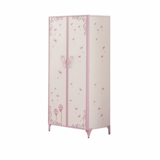 HomeRoots 32' x 21' x 67' White And Light Purple Metal Tube Armoire Cabinet