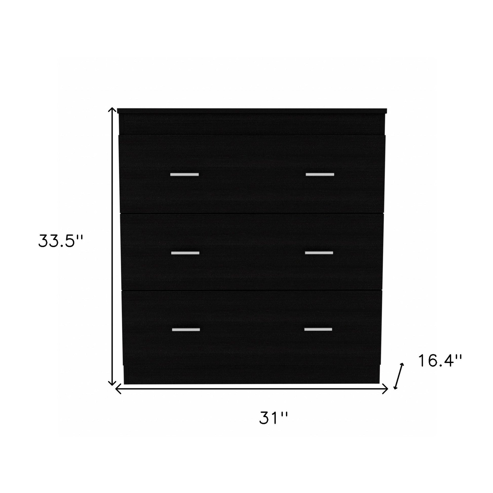 HomeRoots 33" Black Three Drawer Dresser