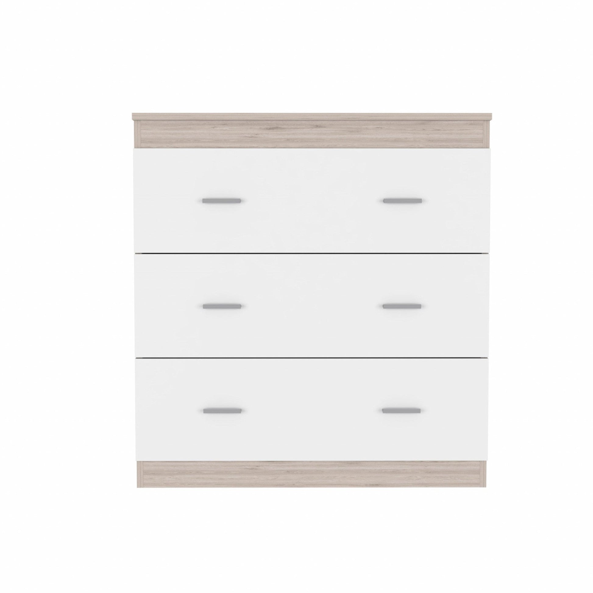 HomeRoots 33" Light Gray And White Three Drawer Dresser