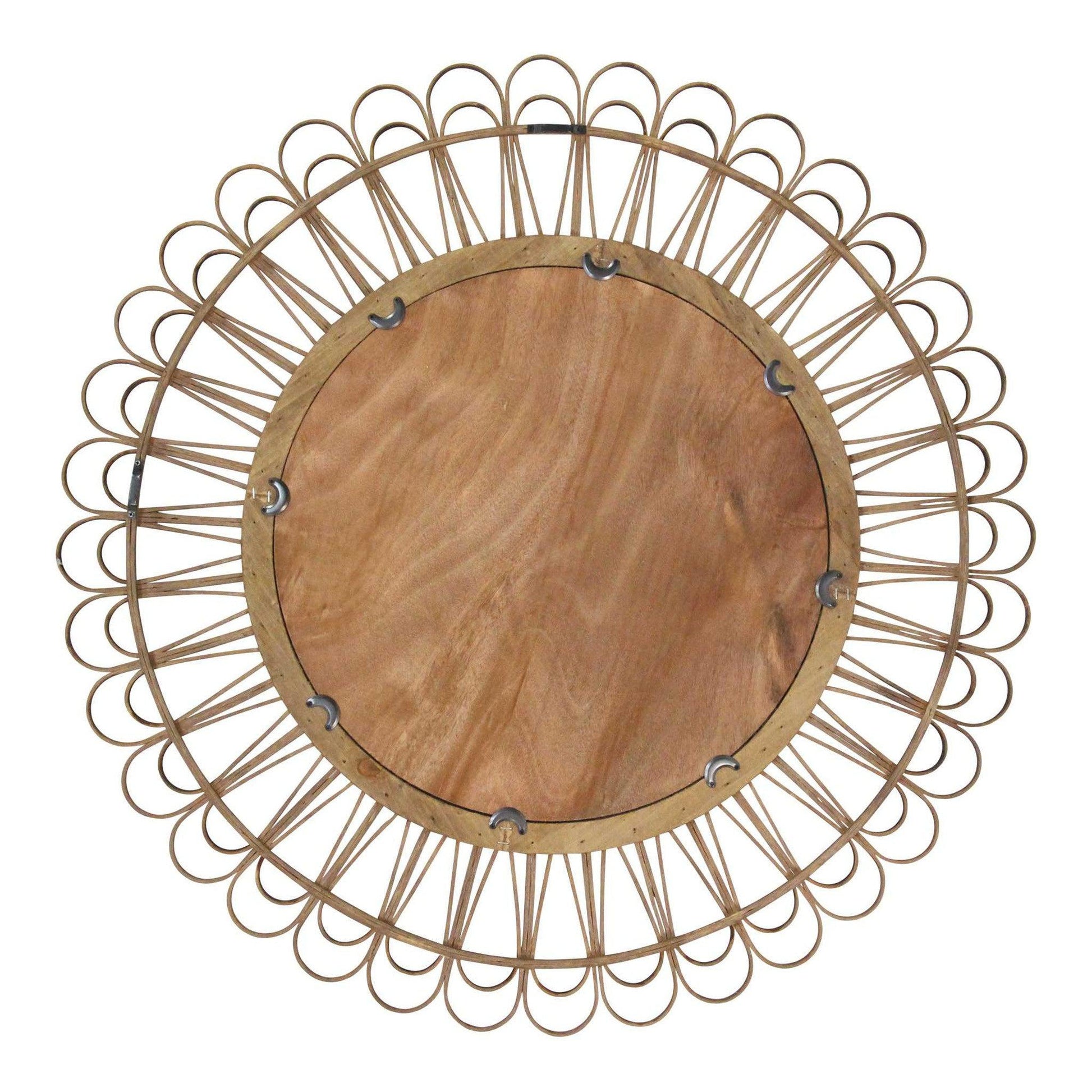 HomeRoots 34" Bamboo Burst Round Rattan Wall Mirror