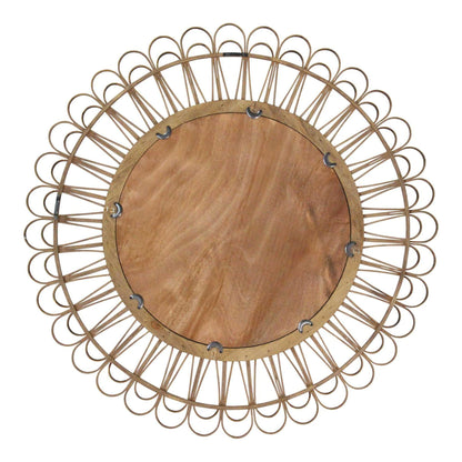 HomeRoots 34" Bamboo Burst Round Rattan Wall Mirror