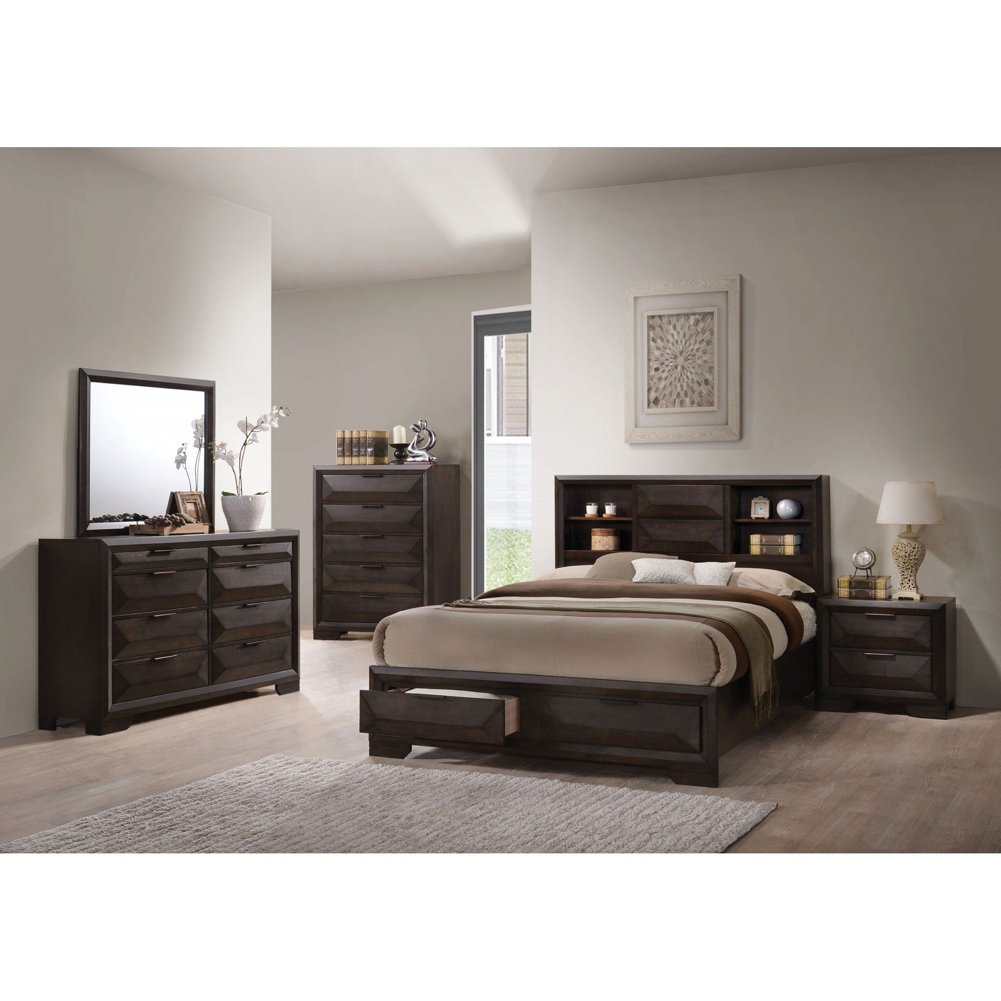 HomeRoots 34' x 17' x 51' Espresso Rubber Wood Cabinet