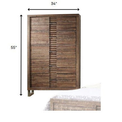 HomeRoots 34' x 18' x 55' Reclaimed Oak Wood Cabinet