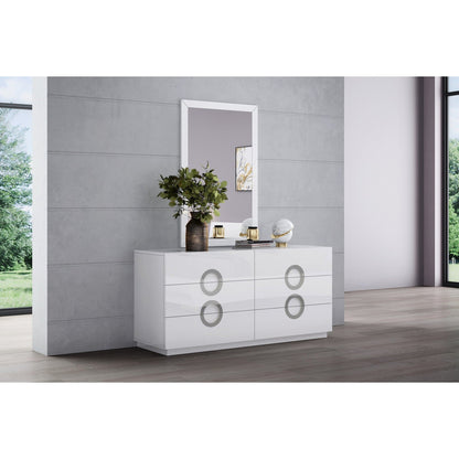 HomeRoots 34 x 3 x 50 White Glass Mirror