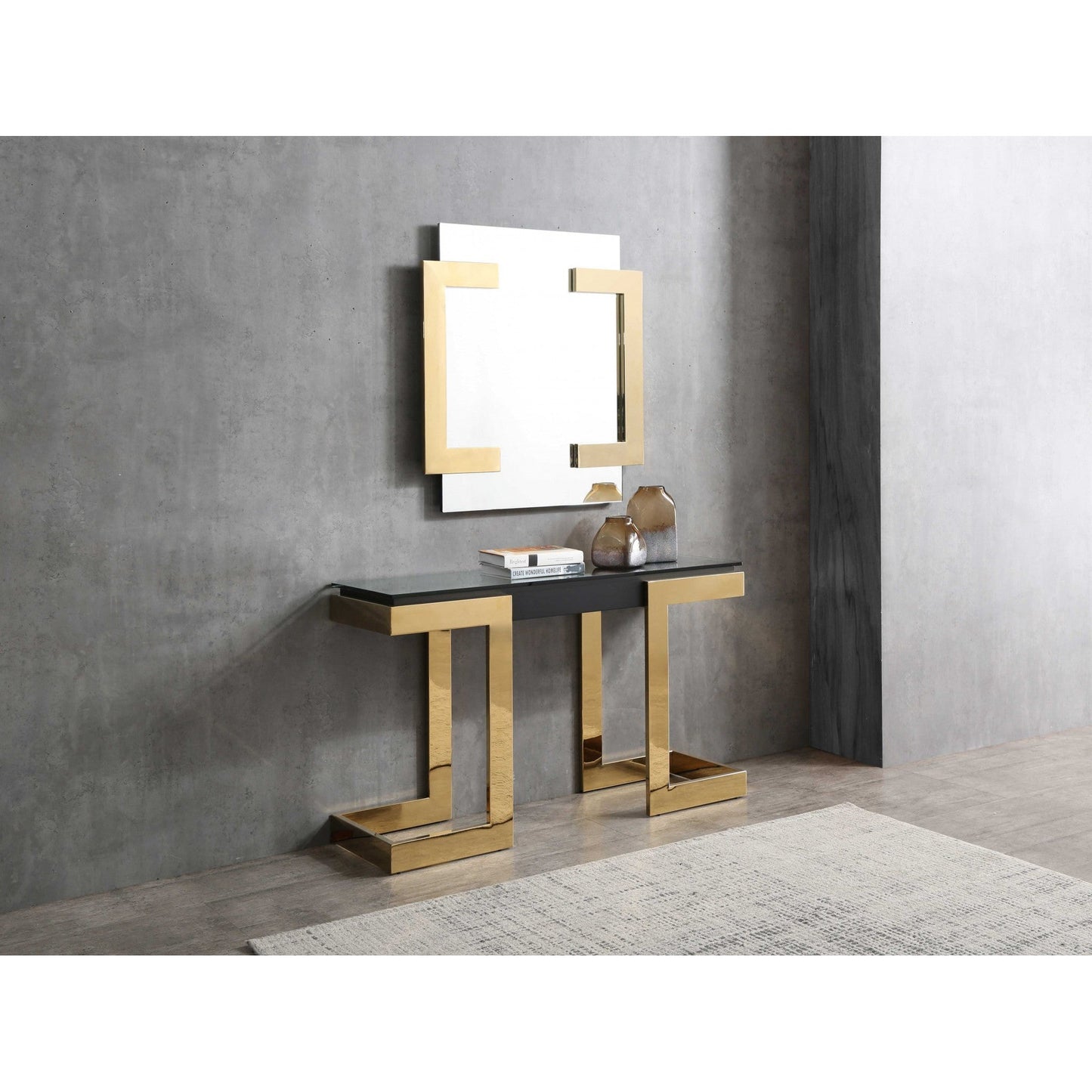 HomeRoots 35 x 35 x 2 Polished Gold Stainless Steel Mirror