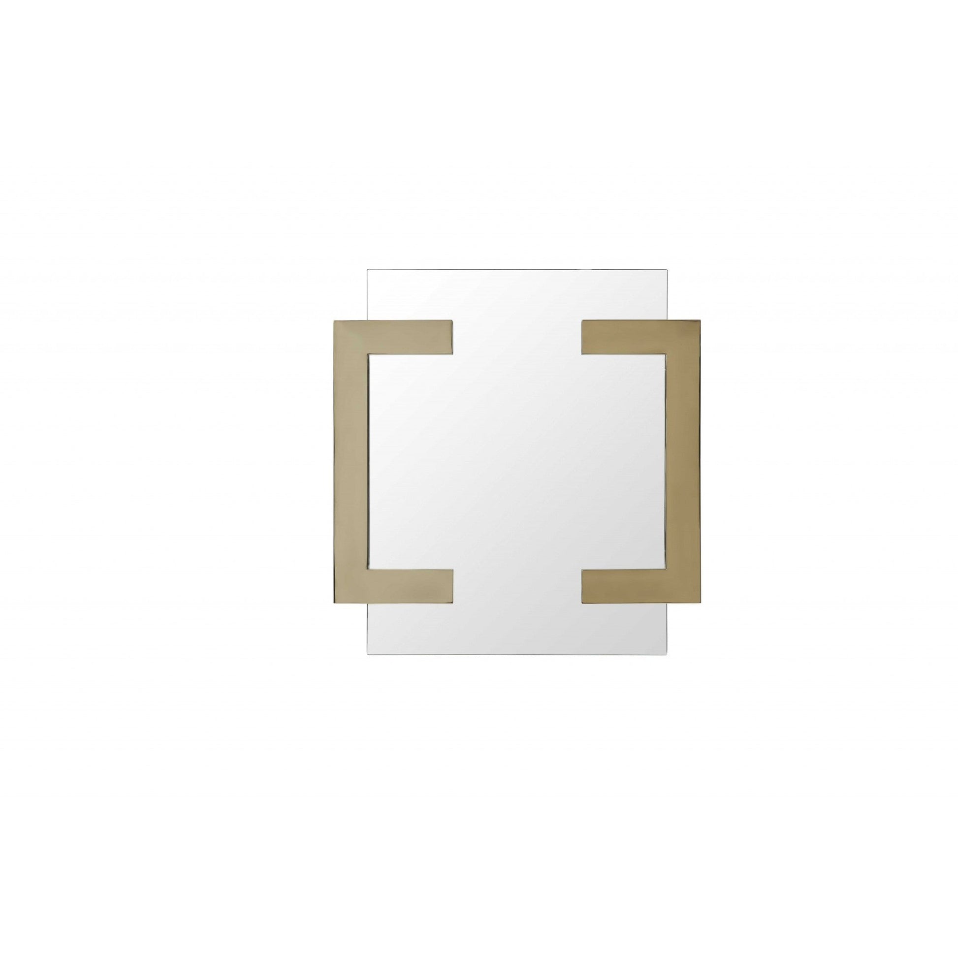 HomeRoots 35 x 35 x 2 Polished Gold Stainless Steel Mirror