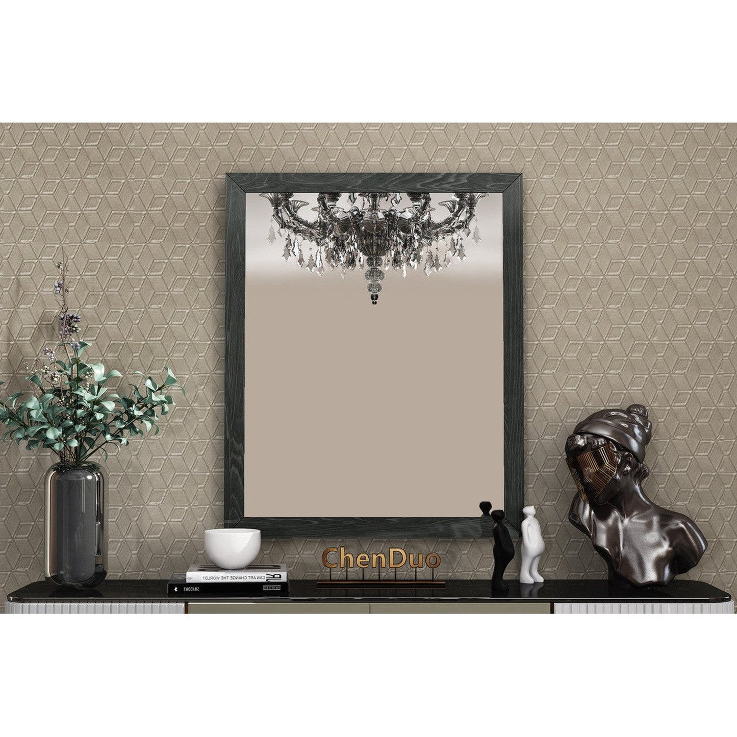 HomeRoots 36" x 1" x 44" Gloss Gray Glass Mirror