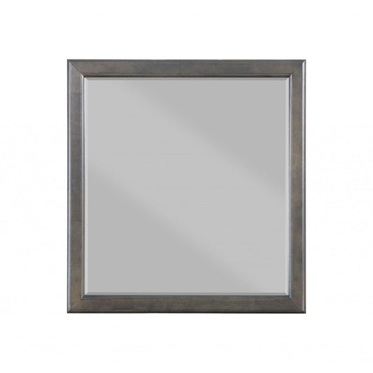 HomeRoots 38" Rectangle Wall Mounted Accent Mirror in Gray Finish