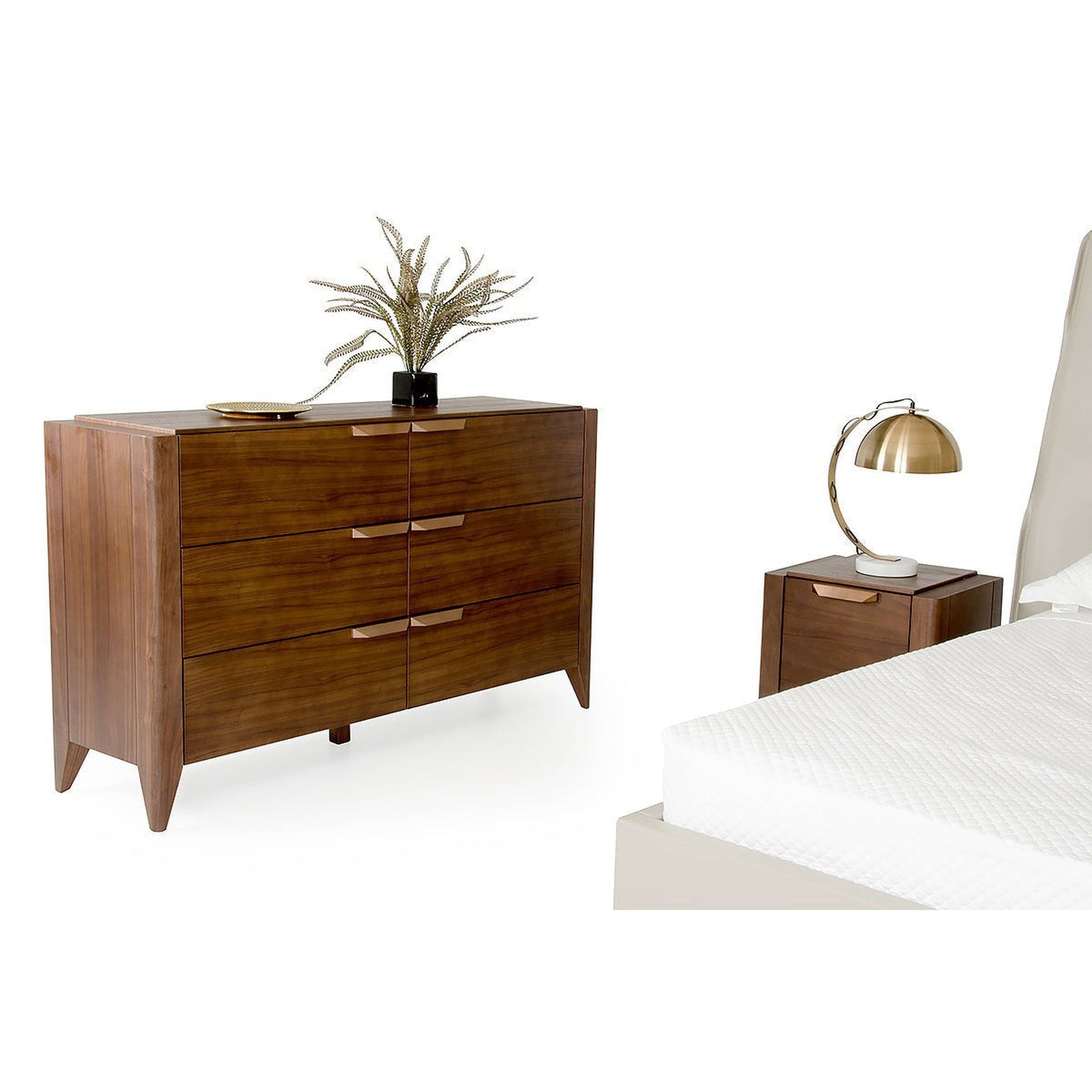 HomeRoots 38" Veneer and MDF Cabinet With 6 Drawers in Tobacco Finish