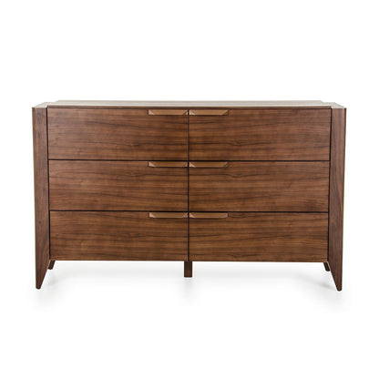HomeRoots 38" Veneer and MDF Cabinet With 6 Drawers in Tobacco Finish