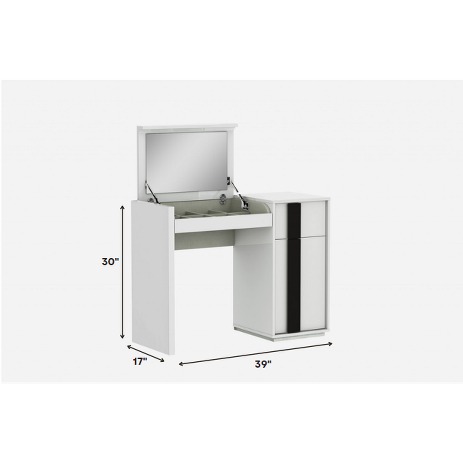 HomeRoots 39 x 17 x 30 White Iron Vanity Dresser