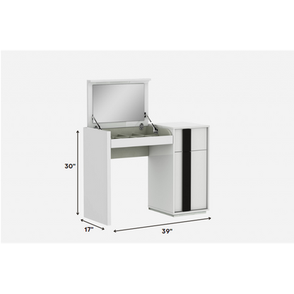 HomeRoots 39 x 17 x 30 White Iron Vanity Dresser