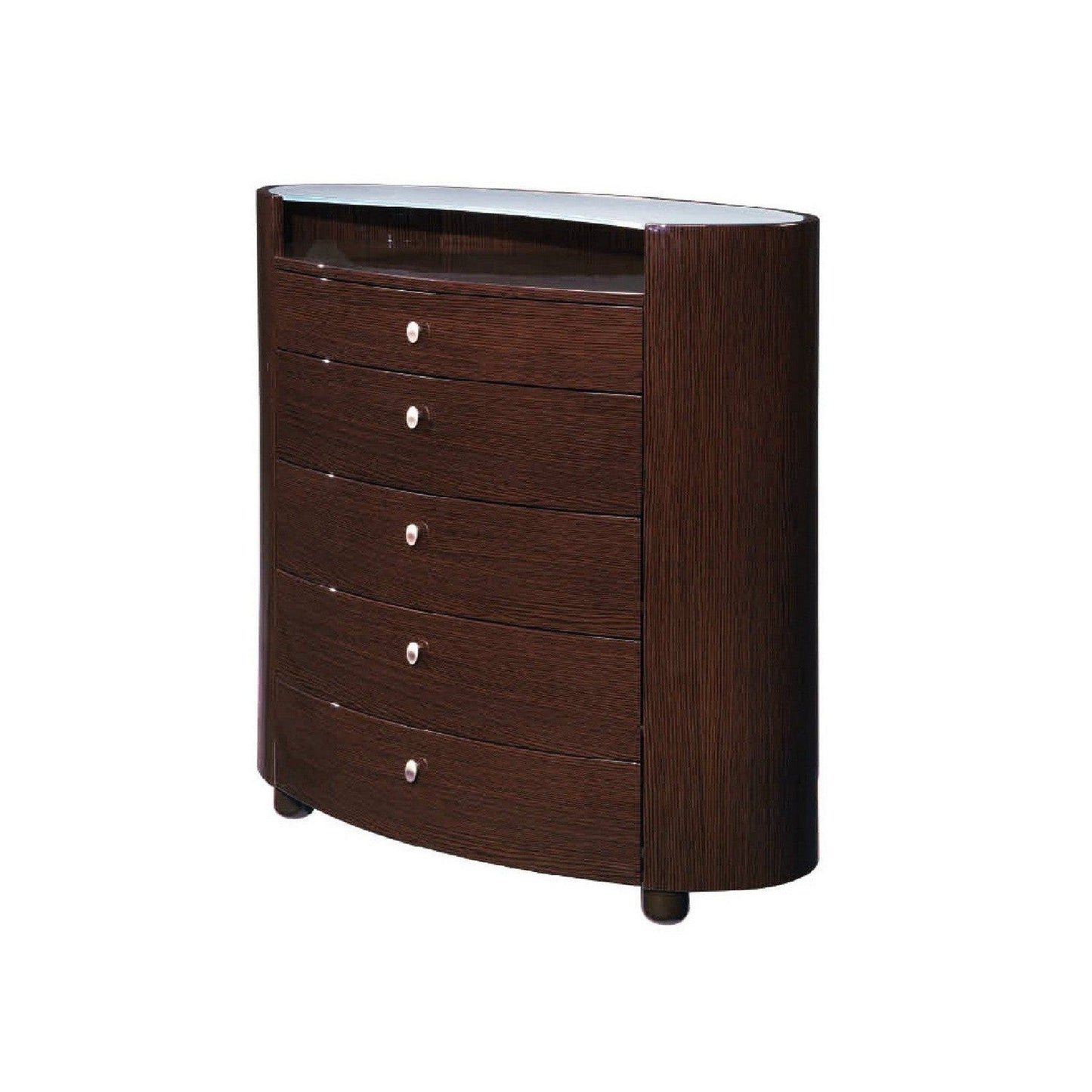 HomeRoots 39" x 22" x 41.5" Wenge Chest With High Gloss Brown Finish