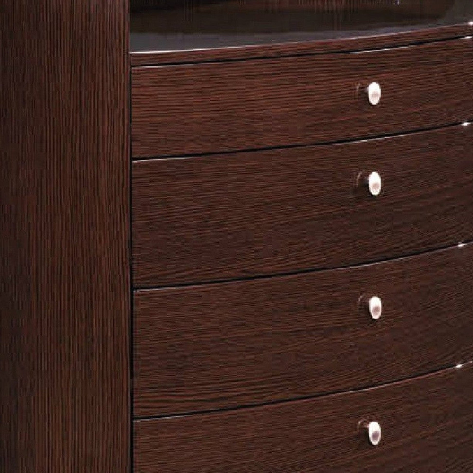 HomeRoots 39" x 22" x 41.5" Wenge Chest With High Gloss Brown Finish